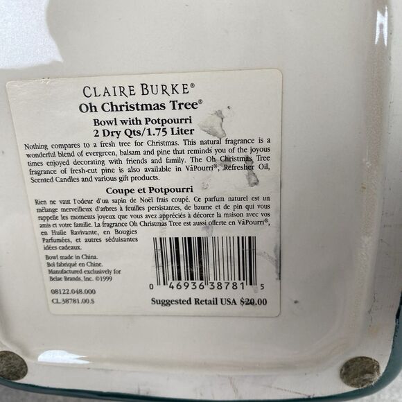 Vtg Claire Burke Oh Christmas Tree Collectible Ceramic Bowl - Picture 5 of 6